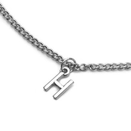 jewelleryjoy Alphabet A-Z Initial Letters Pendants Necklace Man Women Chain Choker in Organza Bag (H)