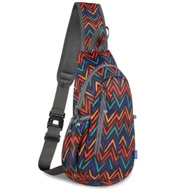 TITECOUGO Small Sling Bag Lightweight Crossbody Bag for Women Men Hiking Backpack Travel Shoulder Bag Chest Daypack for Gym Work Casual Cycling Outdoor Sports Zigzag Stripes