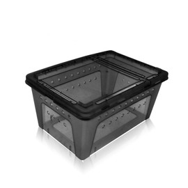 OMEM Portable Reptile Terrarium Habitat for Mini Pet Houses Breathable Holes Stackable Container (Black-M)