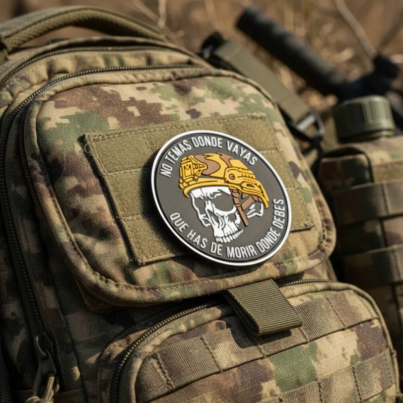 Parche Táctico Militar Insignia Soldado Calavera Pvc Khaki