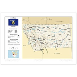 13x19 Montana General Reference Wall Map - Anchor Maps USA Foundational Series - Cities, Roads, Physical Features, and Topography [Rolled]