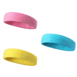 3 Pack Men's Women's Sports Sweatband Cotton Material Absorbent Breathable Headband for Sports Facial Cleansing Stretchy, Light and Quick Drying, Running, Dance, Yoga, Jogging, Unisex (Yellow+Pink+Sky