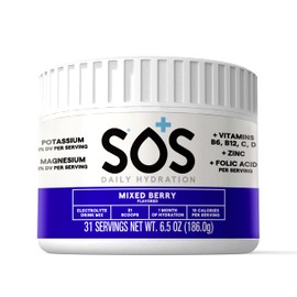 SOS Hydration Electrolyte Powder, Mixed Berry Flavor, 31 Servings – Low-Calorie Rapid Rehydration, Made in USA, Keto & Vegan Friendly