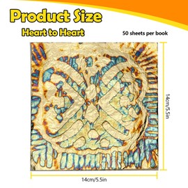 Sekonow Variegated Gold Leaf Sheets 50pcs, Colorful Imitation Gold Foil Sheets Paper Booklet for Art Craft Painting Gilding Decoration, 5.5" x 5.5", Heart