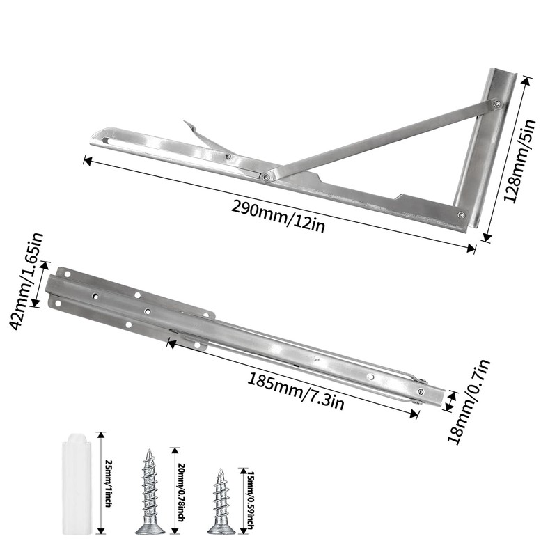 Folding Console Heavy Duty 300 mm, Pack of 2 Stainless
