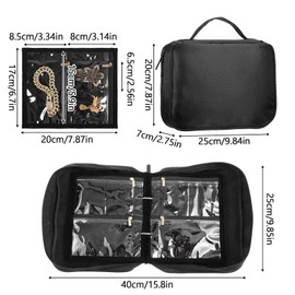 mekueeex Large Capacity Anti Tarnish Jewelry Box for Travel - Foldable Portable Jewelry Organizer with 36 Compartments, Waterproof Oxford Cloth, 6 Double-Sided Zipper Pockets, Black Gift for Women