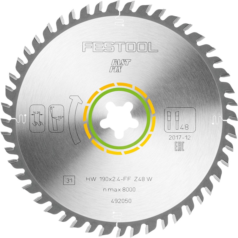 Festool 492050 Fine Tooth Saw Blade 190X2,4 FF W48 for