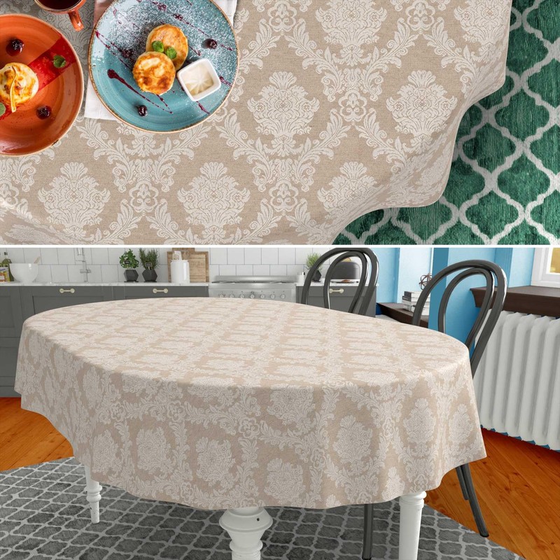 Fabric Tablecloth, Textile Table Linen, Cotton Polyester, Washable, Plain Ornamental