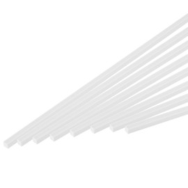 sourcing map 10Pcs ABS Plastic Rod Square Solid Bar 1/4" x 10" White Smooth Plastic Tube Rods for Handwork Model Material,DIY Sand Table,Architectural Model Making