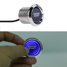 Ausla Auto-Motor-Startknopf Fahrzeug-Zündschalter Druck-Startknopf mit LED-Beleuchtung Passend für 12V-Fahrzeuge Inklusive Relaisschalter (blaues Licht)