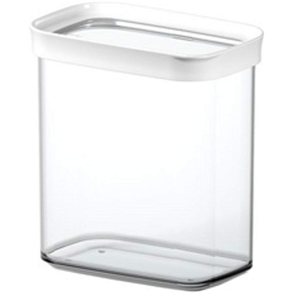 Emsa 513558 Stackable storage jar for dry supplies, 100% germ-free, volume 1.6 liters, rectangular, white / transparent, Optima