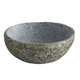 47th & Main Stone Decorative Bowl Home Décor for Table, 6" Dia x 3" W x 4" H, Speckled Grey