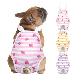 Jollywoods 3 Pack Washable Female Dog Diaper Onesie Sanitary Pantie with Adjustable Suspender, Reusable Fixed Doggie Diapers, Super Absorbent Leakproof for Small Medium Large Dog in Heat Cycle L