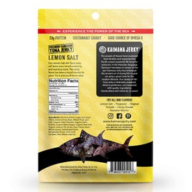 Kaimana Wild-Caught Ahi Tuna Jerky - Lemon Salt | Rich in Omega-3s & High in Protein | All-Natural & Organic Fish Jerky (2 oz)