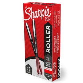 Sharpie Rollerball Pen, Arrow Point (0.7mm) Pen for Bold Lines, Red Ink, 12 Count