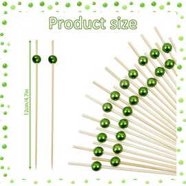 200Pcs Green Decorative Cocktail Picks, 4.7 Inch Fancy Cocktail Toothpicks for Appetizers Picks Long Decorative Skewers for Food Drinks Charcuterie Party Decorations