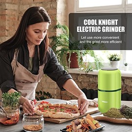 COOL KNIGHT Molinillo de hierbas [gran capacidad/rápido/eléctrico] - Molinillo de café con especias con receptor de polen, 7.5 pulgadas (Verde)