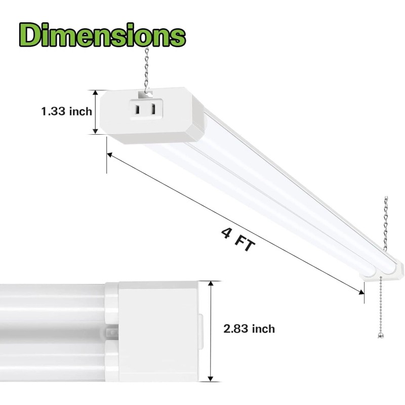 hykolity 42W Led Shop Light 4Ft 5000K Daylight Bright 4400