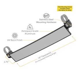SCOSCHE PSM21010-15 BaseClamp 18” Panoramic Mirror Base with Two 1.5” Tube Clamps for ATV's UTV's and Side x Sides