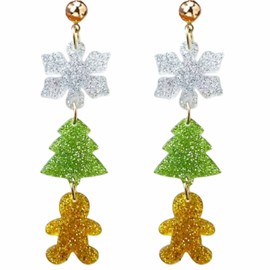 Christmas Earrings for Women Christmas Tree Snowflake Gingerbread Earrings Fun Stud Earrings Holiday Dangle Earrings Festive Jewelry (white)
