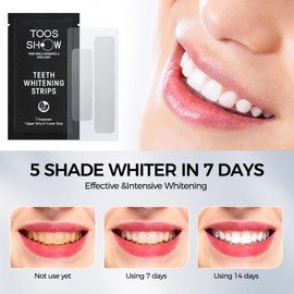 Toos Show Teeth Whitening Strips for Teeth Sensitive, 7 Day Treatment, Tooth Whitening Strips Sensitive,Non-Slip, Dry Strip,White Strips for Teeth Whitening,Residue Free