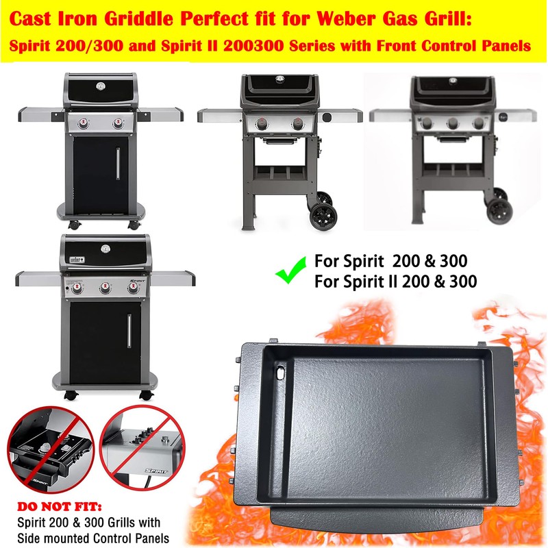 Direct Store DC128 7658 Cast Iron Griddle for Weber Spirit
