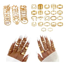 Anillos Ajustable Sortija Set De 46 Pz Dorados Mujer Joyerí