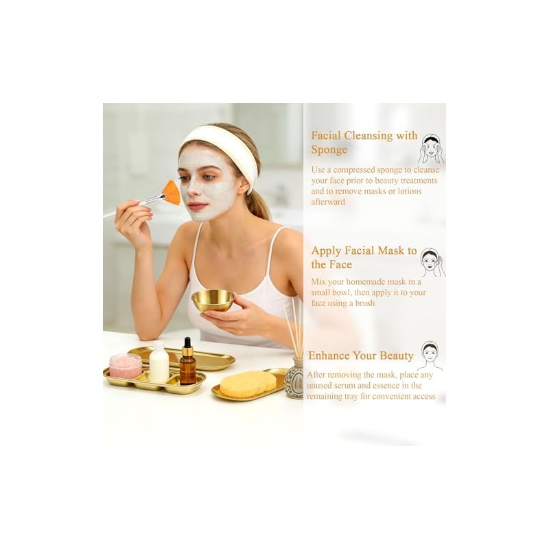 Kit Piezas Esteticista Cuidado Facial Bandejas Acero Inoxidable Cuencos Cepillos