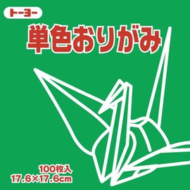 Toyo 065116 Origami Single Sided Origami Origami Solid Color 7.9 inches (17.6 cm) Square Green Pack of 100