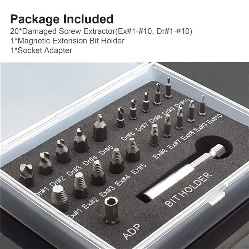 Gasea 22 Pcs Damaged Screw Extractor Set for Broken Screw