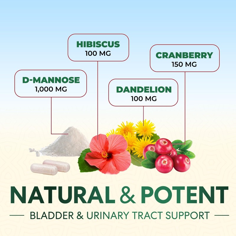 D-Mannose Supplement 1,350 mg with Cranberry & Hibiscus - Effective