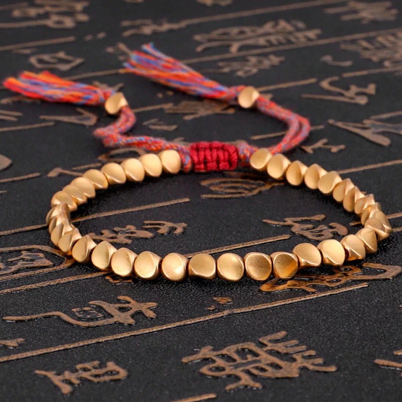 Veraly Pulsera Tibetana Cobre Mujer Hecha A Mano De Cuerda