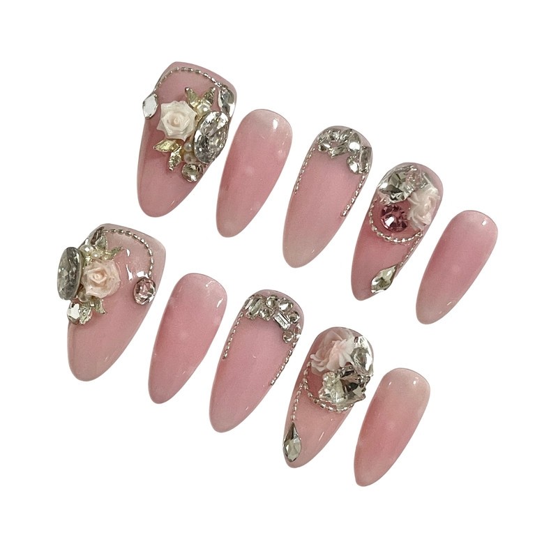Cheongcho Petal Handmade Nail Tips - Round / 청초페탈 수제네일팁