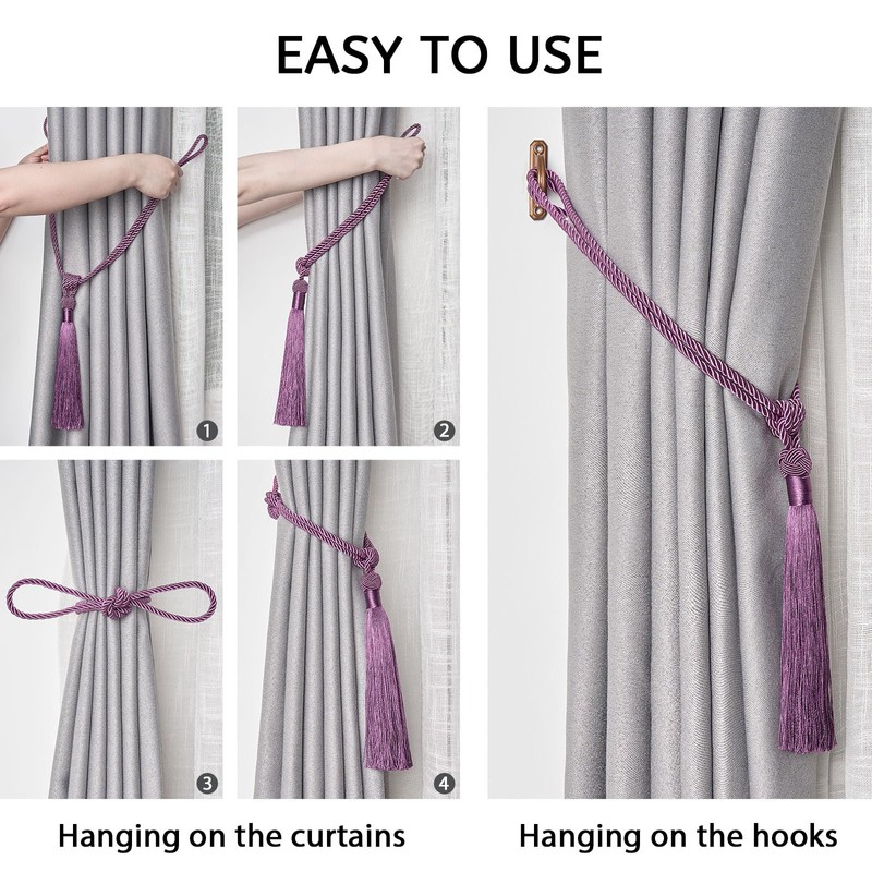 Pretty Jolly 2 Pack Long Tassel Curtain Tiebacks Handmade Braided