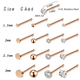 20g Nose rings Screw Nose Rings Bone Nose Rings L Shpaed Nose Rings Nose Rings Hoops Surgical Steel, Stainless Steel