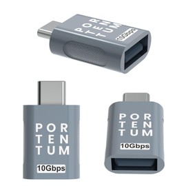 PORTENTUM 3 units USB c to USB Adaptor 3.0 (3.1) Adapter with 10Gb Speed, Premium Zinc Body with High Heat Resistance - USB to Type C Adapter Weighing Only 5 Grams