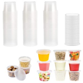 Surflyee 50 Pack Plastic Containers with Lids, BPA Free 4oz Food Containers with Lids, Sauce Pots, Leakproof, Small Plastic Pots for Takeaway Food, Pots for Dips, Slime