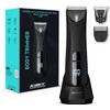 Body Groomer Men, Ball Trimmer Men, Body Shavers for Men, Pubic Hair Trimmer with Replaceable Ceramic Blade Heads, LED Light and Power Display, Standing Recharge Dock for Wet/Dry Use (Black)