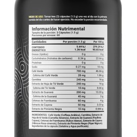 Up Blend de 180 Cápsulas. Ingredientes naturales: Café Verde, Carnitina, Té Verde, Guaraná, Cetonas De Frambuesa y Cayena. Up Blend B Life.