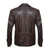 HIGOBO Men's Brown Leather Pea Coat Double Breasted Men Peacoat