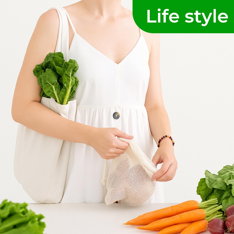 EVANTHI Reusable Produce Bags Set of 3 – Durable Mesh