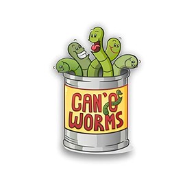 Can of Worms Vinyl Sticker Decal for Laptops Windows Cars (5 Inches Tall)