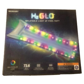 Merkury Innovations H2Glo Inflatable LED Light Up Pool Raft 73.6 Inch Length