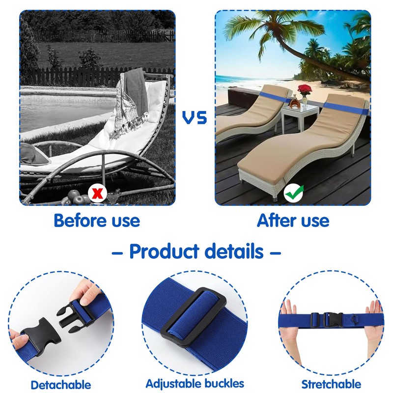 4 Pack Towel Bands for Beach Chairs Cruise, 2×15.7 Inch