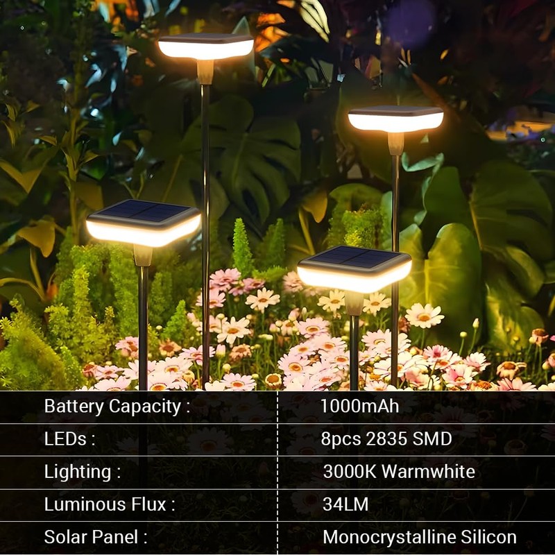 Ainostone Solar Lights Outdoor Pathway 8 Pack IP65 Waterproof 31"