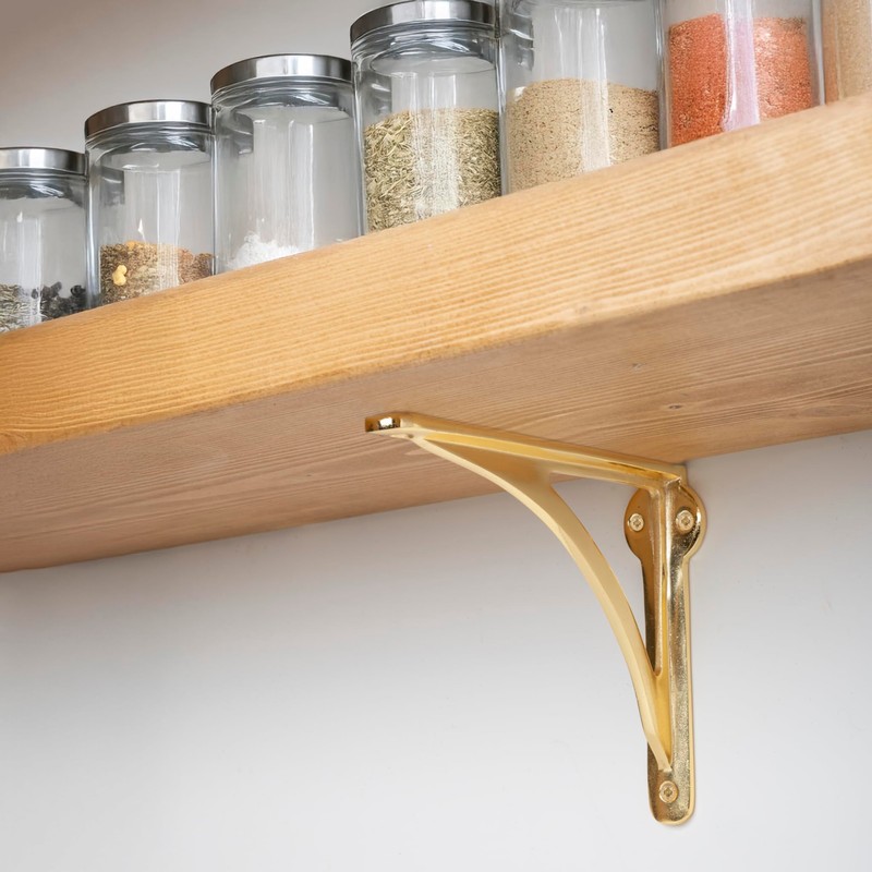 EDUWURXS Ironbridge Brass-Plated Shelf Brackets | Heavy Duty Wall Brackets