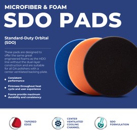 Lake Country Manufacturing SDO Microfiber and Foam Buffing and Polishing Kit w/Tapered Edge - Blue Heavy Polishing Pad, Orange Polishing Pad and Black Finishing Pad for Compounding (3 Pack, 5.5")