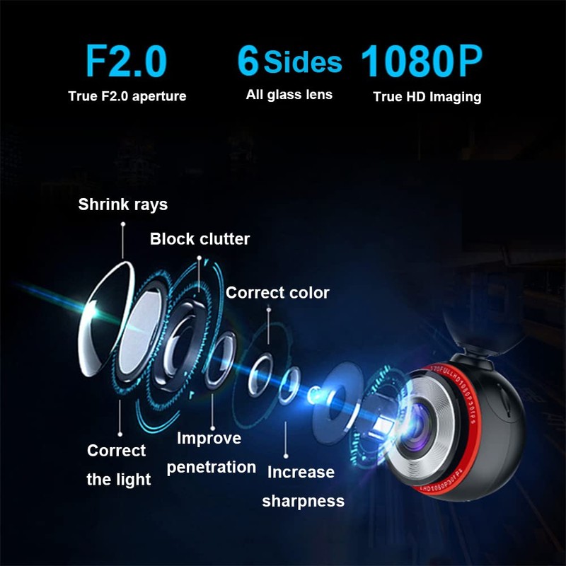 Dash Cam Wifi Cell Phone Connected Driving Recorder, Riloer 1920×1080P