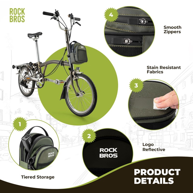 ROCKBROS Bicycle Bag Handlebar Bag Front Bag for Folding Bike