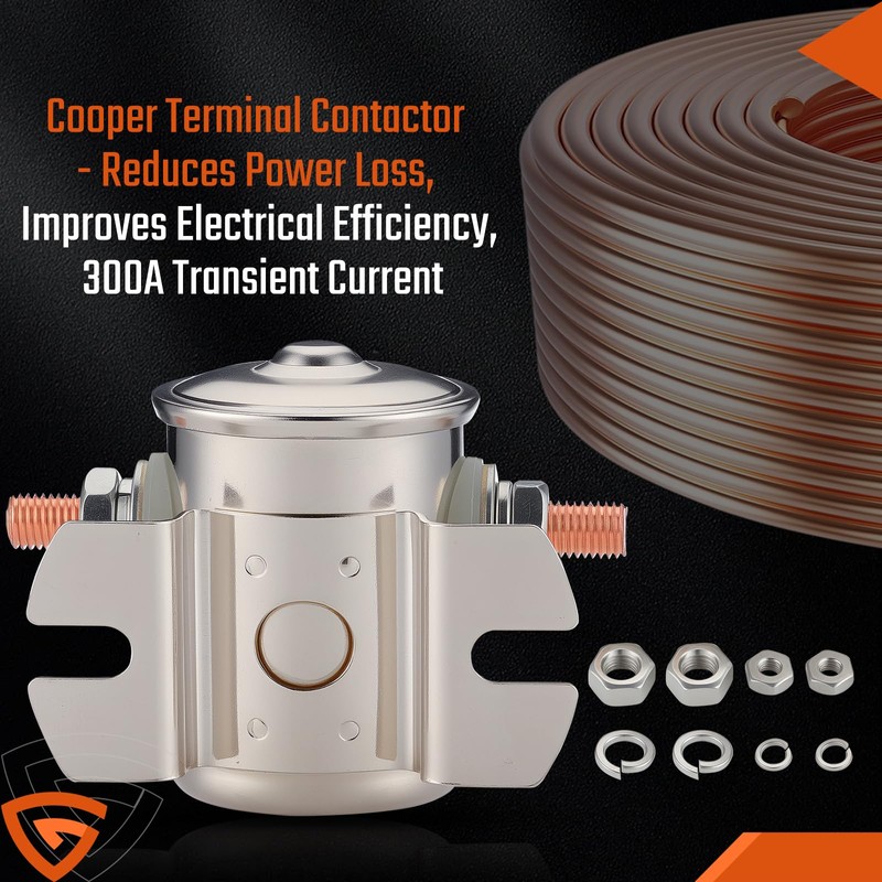 Max 200A 3 Terminal Continuous Duty Solenoid Relay for Golf